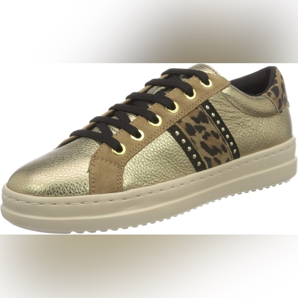 GEOX cheetah print leather sneakers